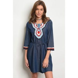 Women’s Denim Embroidered Tunic Dress